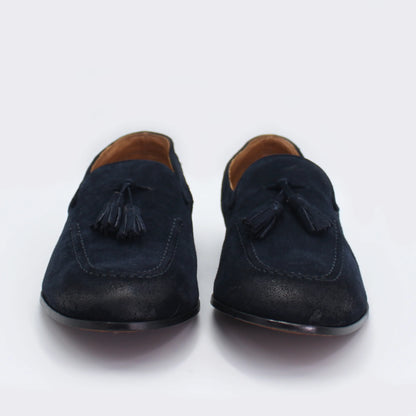 Men's Genuine Suede Leather Classic Moccasin with Tassels in Oceano (AC283)