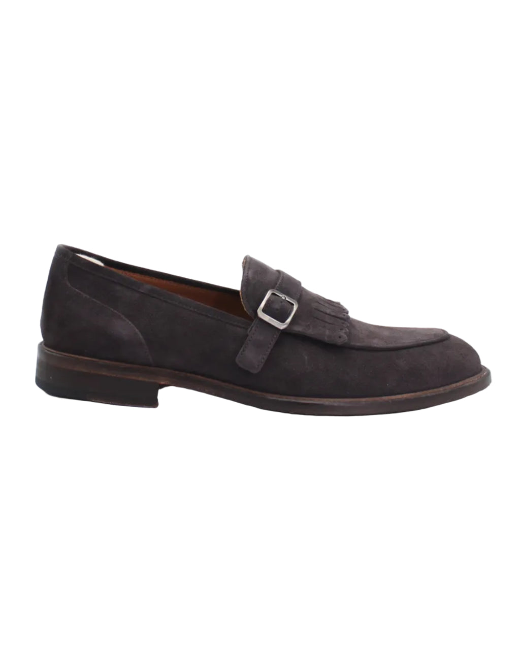 Men's Moccasin with Buckle in Suede Leather Testa di Moro (AC337)