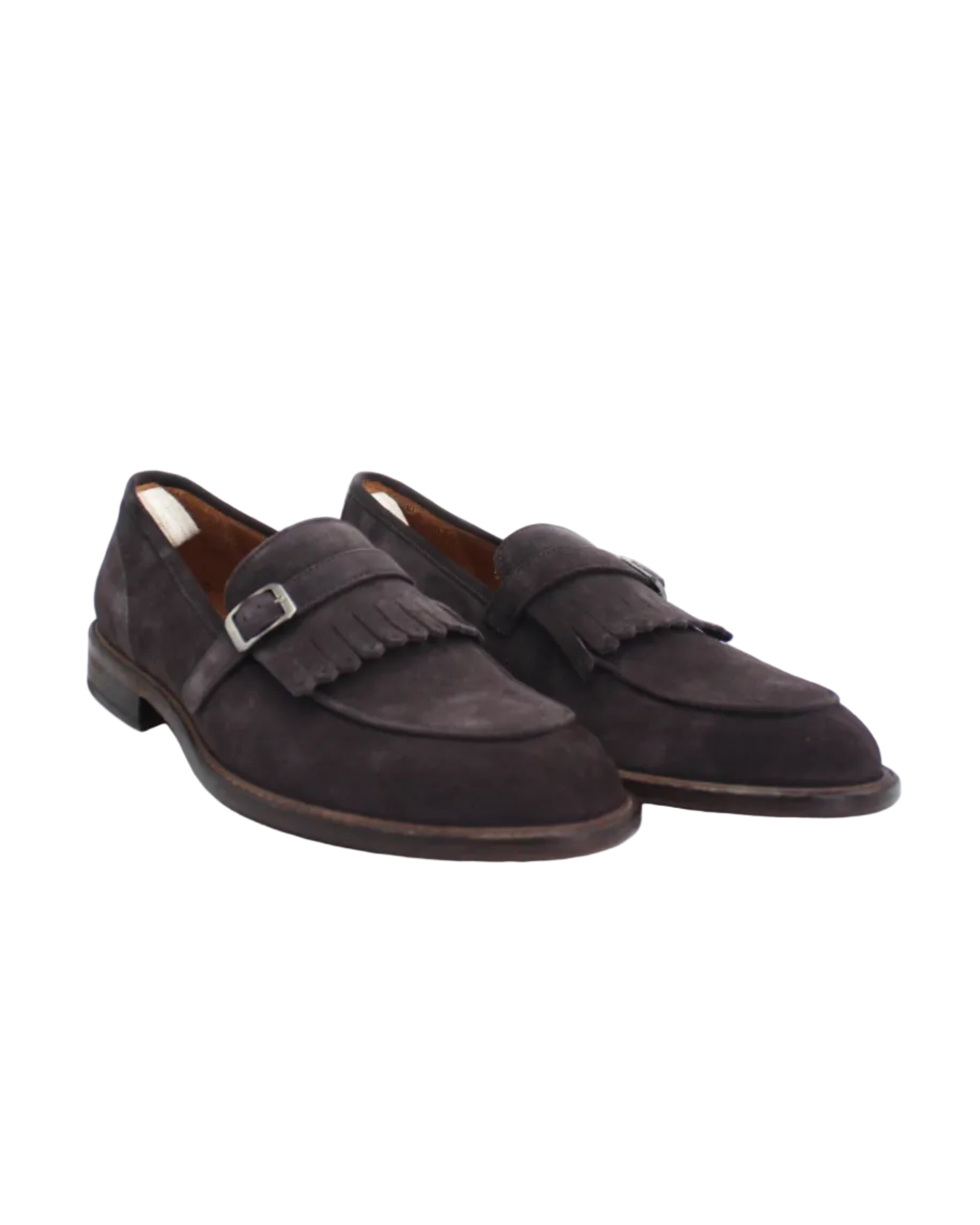 Men's Moccasin with Buckle in Suede Leather Testa di Moro (AC337)