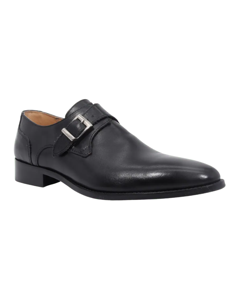 Men's Oxford Single Monk in Leather Nero (DU1863)