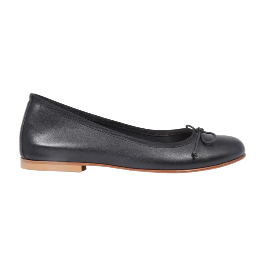 Ladies Genuine Leather Classic Ballerina Pump with Wedge Heel in Black by Aliverti (AL485Z)