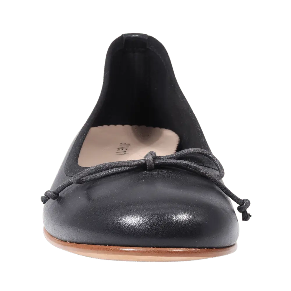 Ladies Genuine Leather Classic Ballerina Pump with Wedge Heel in Black by Aliverti (AL485Z)