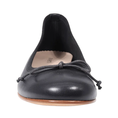 Ladies Genuine Leather Classic Ballerina Pump with Wedge Heel in Black by Aliverti (AL485Z)