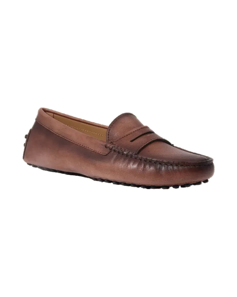 Women's Driver Shoe in Leather Marrone (COND040002)