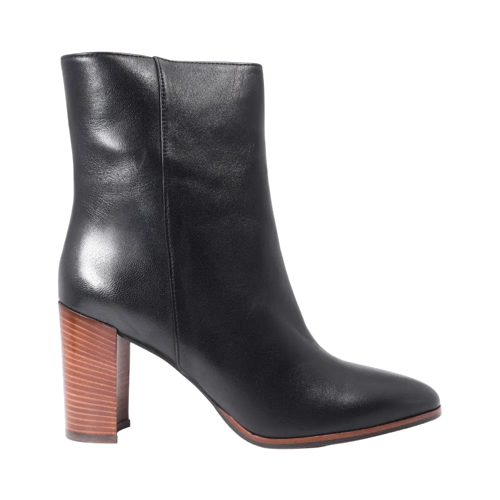 Ladies Ankle Boot - Leather Nero - Heel 8cm- ALMARZIA15