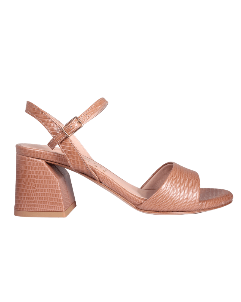 Women's Block Heel in Leather Lizard Print Papiro (ANYA 5)