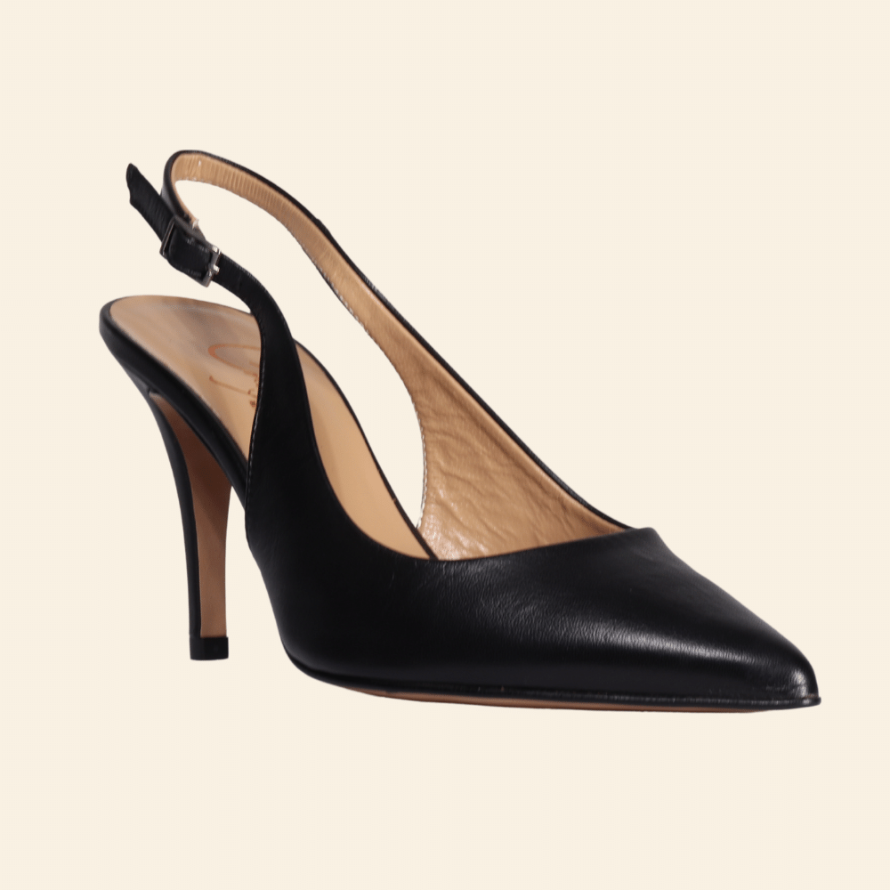 Ladies Italian Genuine Leather Elegant Sling Back Court Heel in Nero by AlivertiShop Handmade Italian Leather Slingback Court Heel in Black (CRB123) or browse our range of hand-made Italian heels for women in leather or suede in-store at Aliverti Durban or Cape Town, or shop online. We deliver in South Africa & offer multiple payment plans as well as accept multiple safe & secure payment methods.