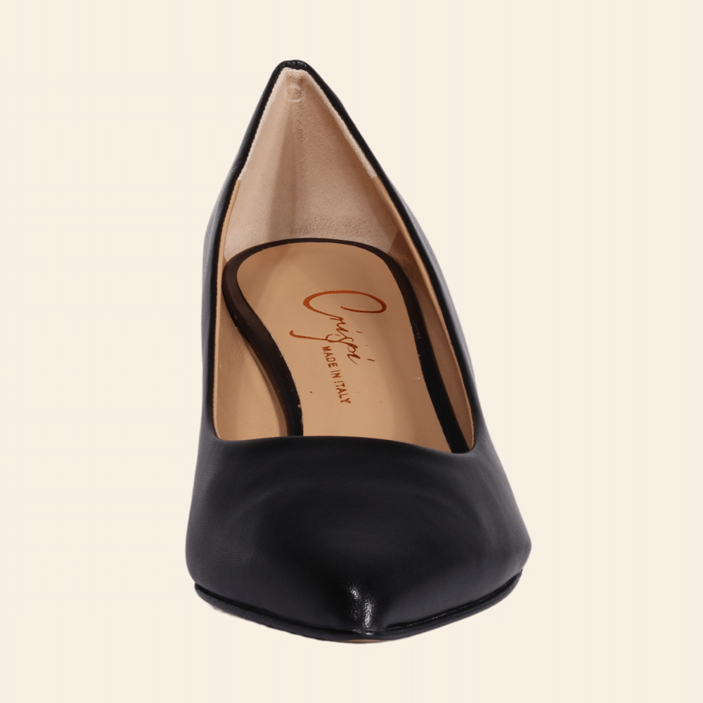 Ladies Italian Genuine Leather Elegant Court Heel in Nero by Aliverti