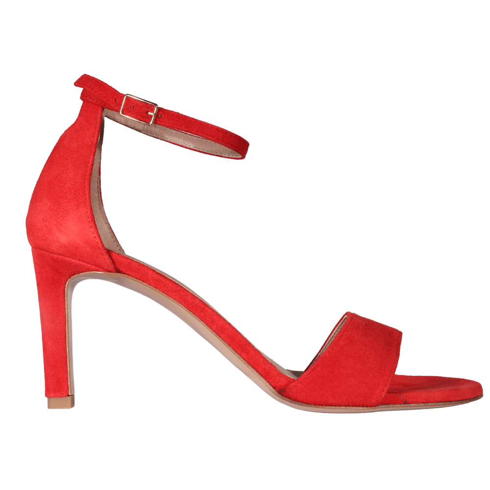 Leather & Suede Laminated High Heel Sandals in Red by Aliverti (ALCORY3)