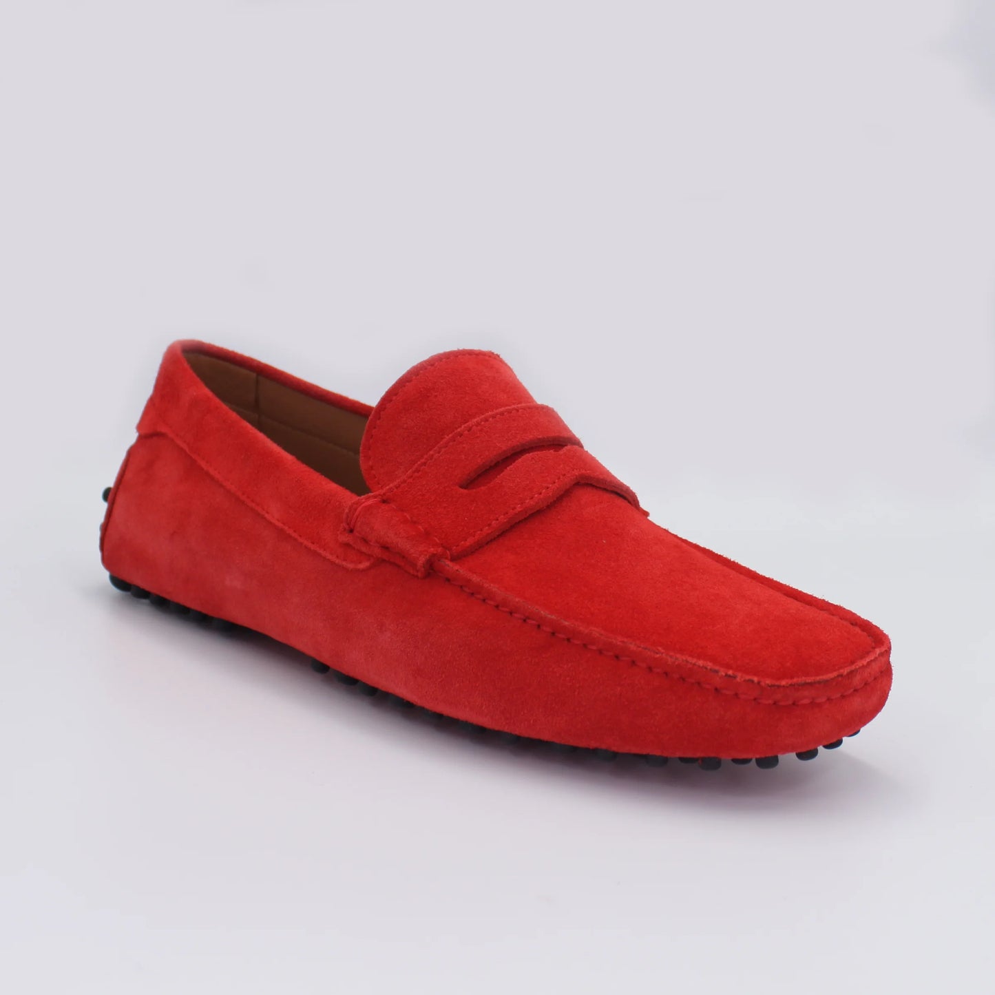 Men's Moccasin in Calf Leather Suede in Rubino Red (CONU460002)