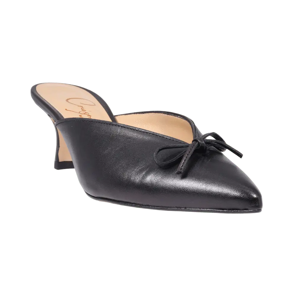Ladies Genuine Leather Elegant Slipper Heel in Nero by Aliverti (CRA05)