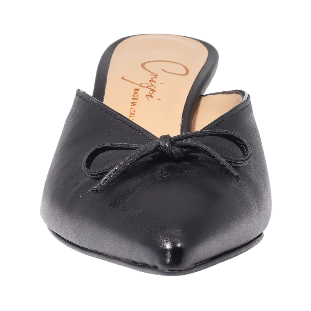 Ladies Genuine Leather Elegant Slipper Heel in Nero by Aliverti (CRA05)