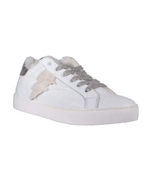 Women's Sneaker in White Leather with Silver and Fur (TWCORTINA)