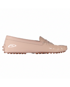 Leather Patent Driver Moccasin in Cipria by Aliverti