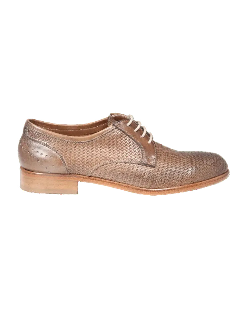 Women's Woven Derby in Leather Taupe (ALD318)