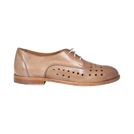 Ladies Genuine Leather Derby in Cuoio Brown by Aliverti (ALD387)