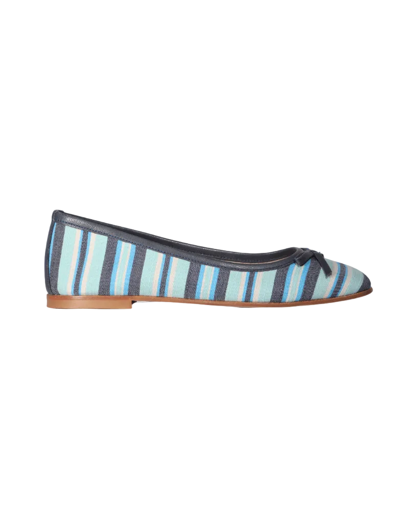Women's Ballerina in Waxi Fabric Striped Blue (ESB315)
