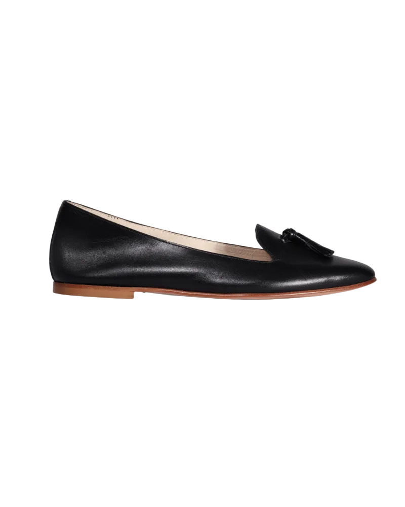 Ladies Italian Genuine Leather Ballerina Pump in Black