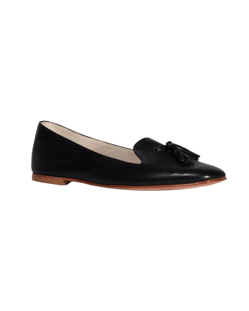 Ladies Italian Genuine Leather Ballerina Pump in Black