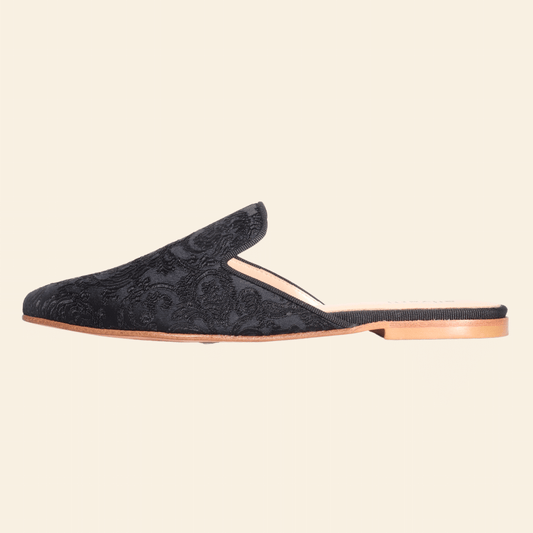 Ladies Italian Fabric Slip-Ons in Nero by Aliverti