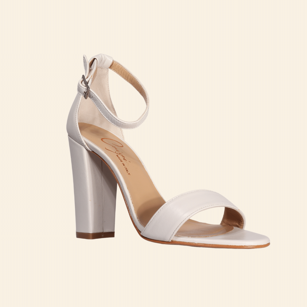 Ladies Italian Genuine Leather Platform Heel in White by Aliverti