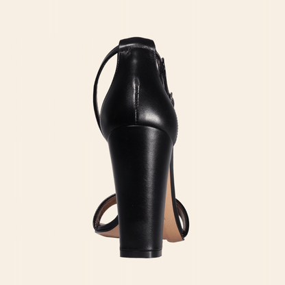 Ladies Italian Genuine Leather Platform Heel in Nero by Aliverti