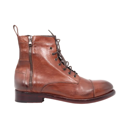 Men's Double Zip-Up Ankle Boot in Cuoio Brown (JPU3830/180)