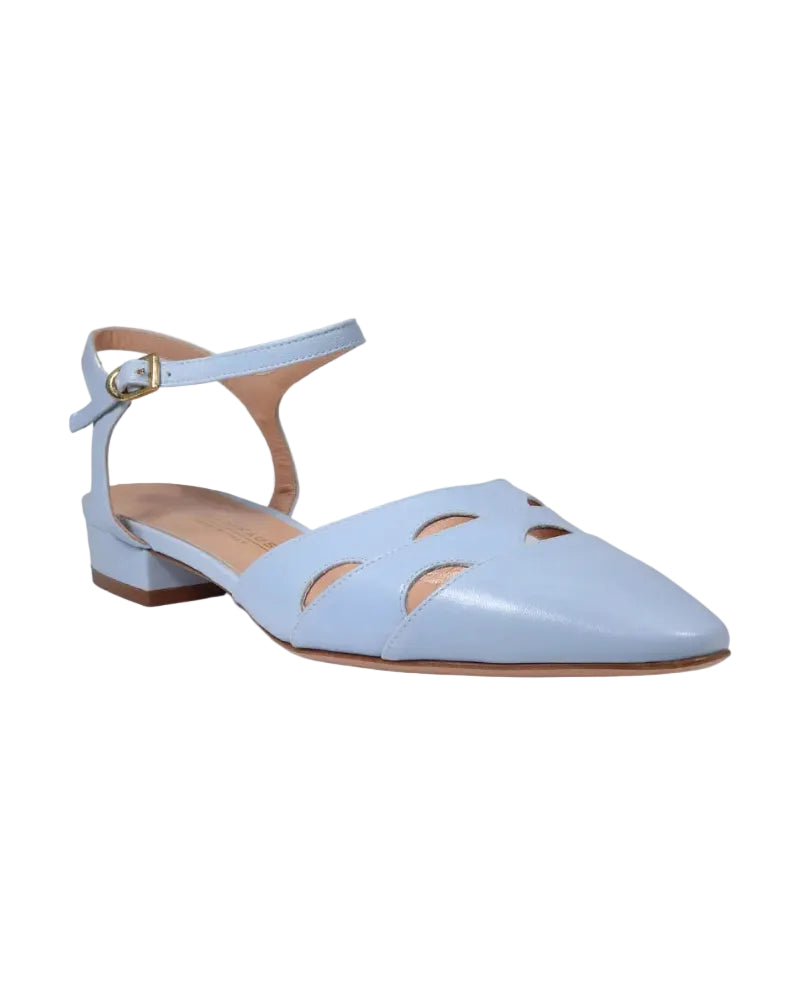 Women's Flat Shoe in Leather Azul (MDF60244)