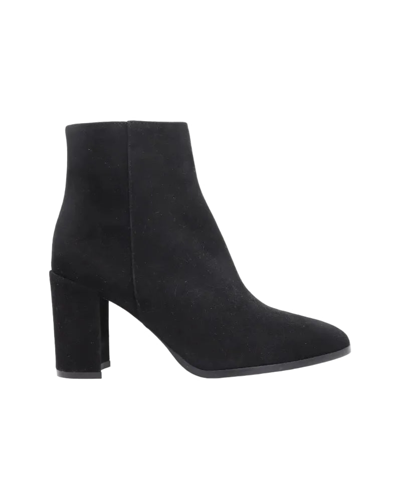 High Heeled Ankle Boot in Leather Suede Black (ALMARZIA1)