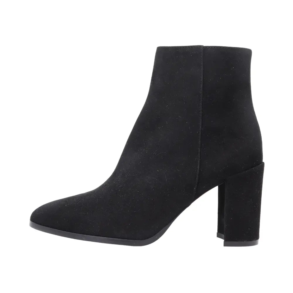 Leather & Suede High Heeled Ankle Boot in Black (ALMARZIA1)