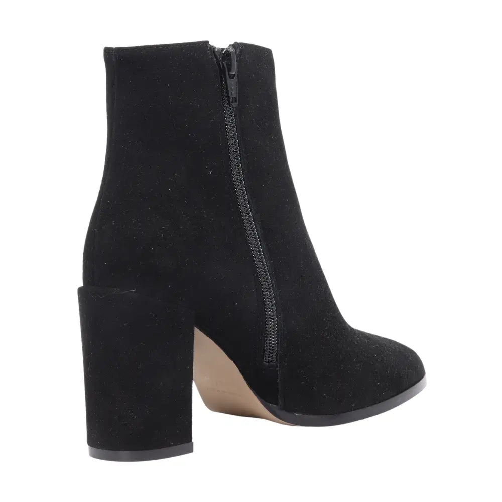 Leather & Suede High Heeled Ankle Boot in Black (ALMARZIA1)