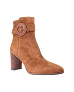 High Heeled Ankle Boot in Leather Suede Sigaro (ALMARZIA21)