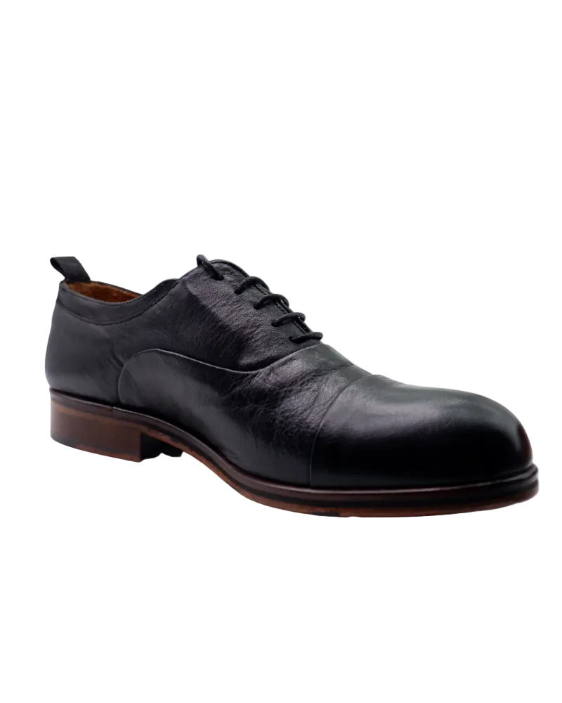 Men's Oxford in Leather Nero Black (GI1014)
