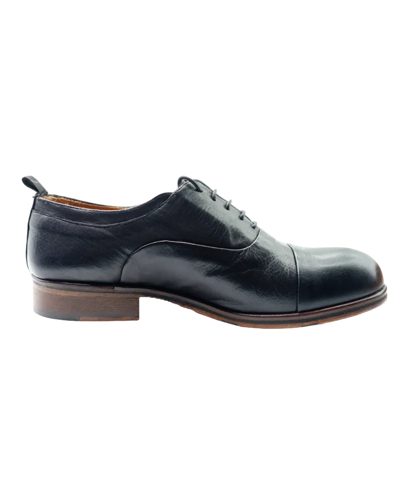Men's Oxford in Leather Nero Black (GI1014)