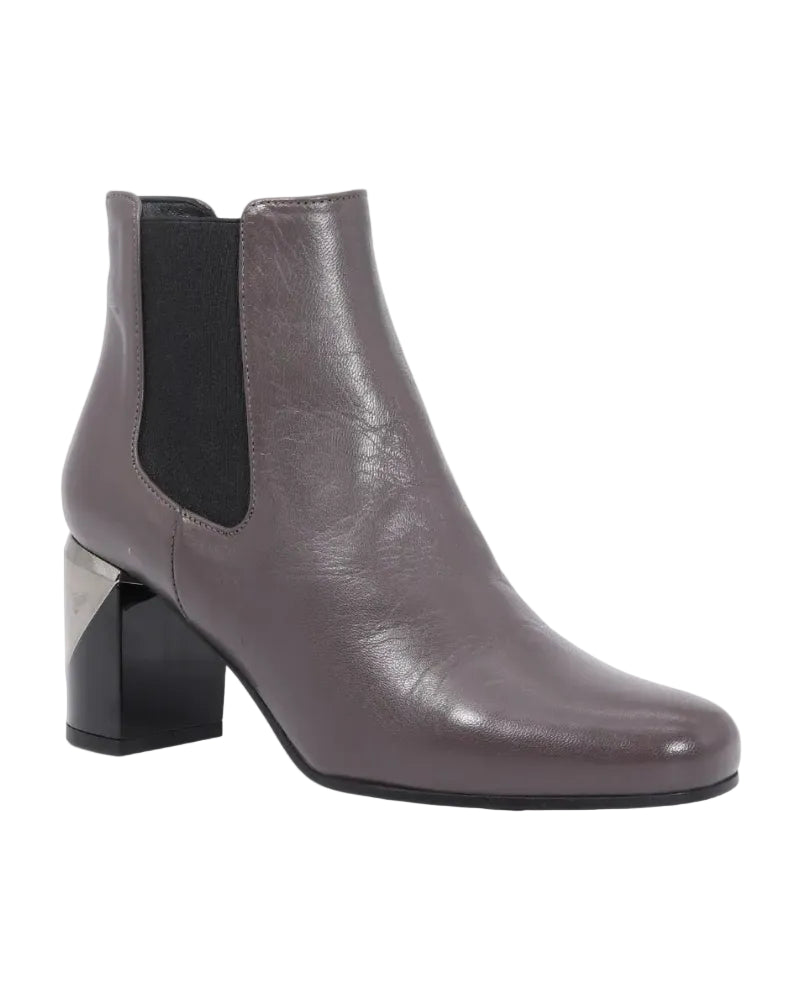 Women's Ankle Boot in Leather Taupe (ALMUSE7)