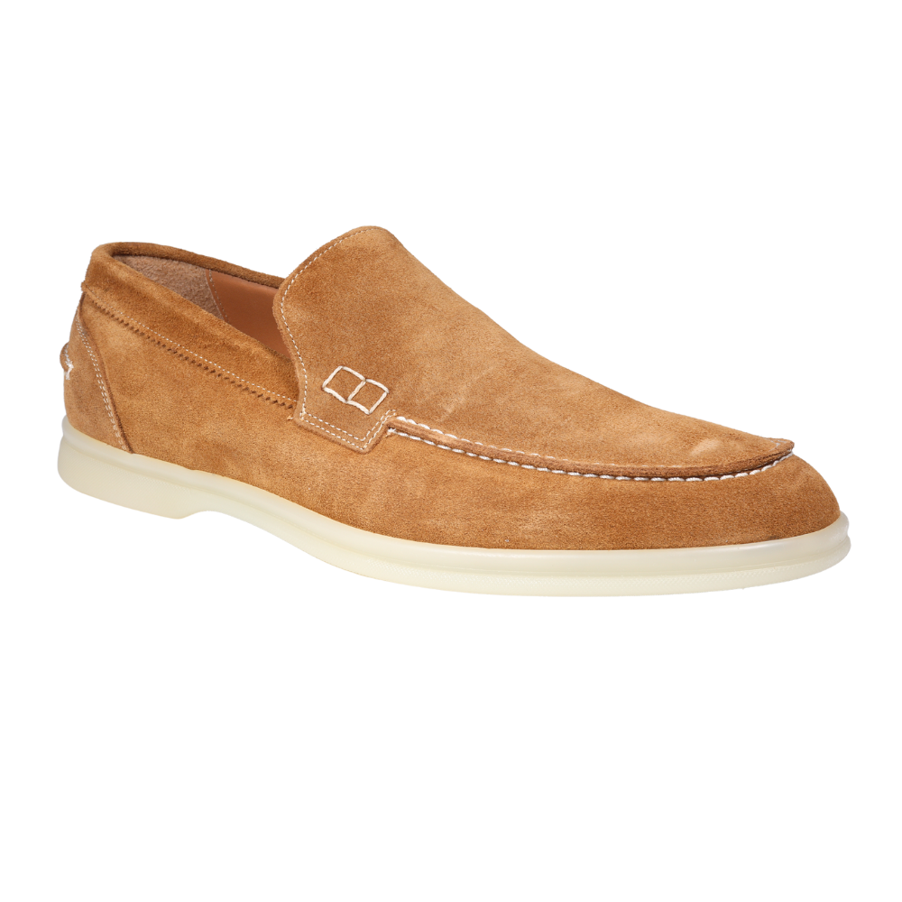 Men's genuine leather suede moccasin/ loafer in tabacco/ brown made in Italy exclusively for Aliverti (BER2STAB)