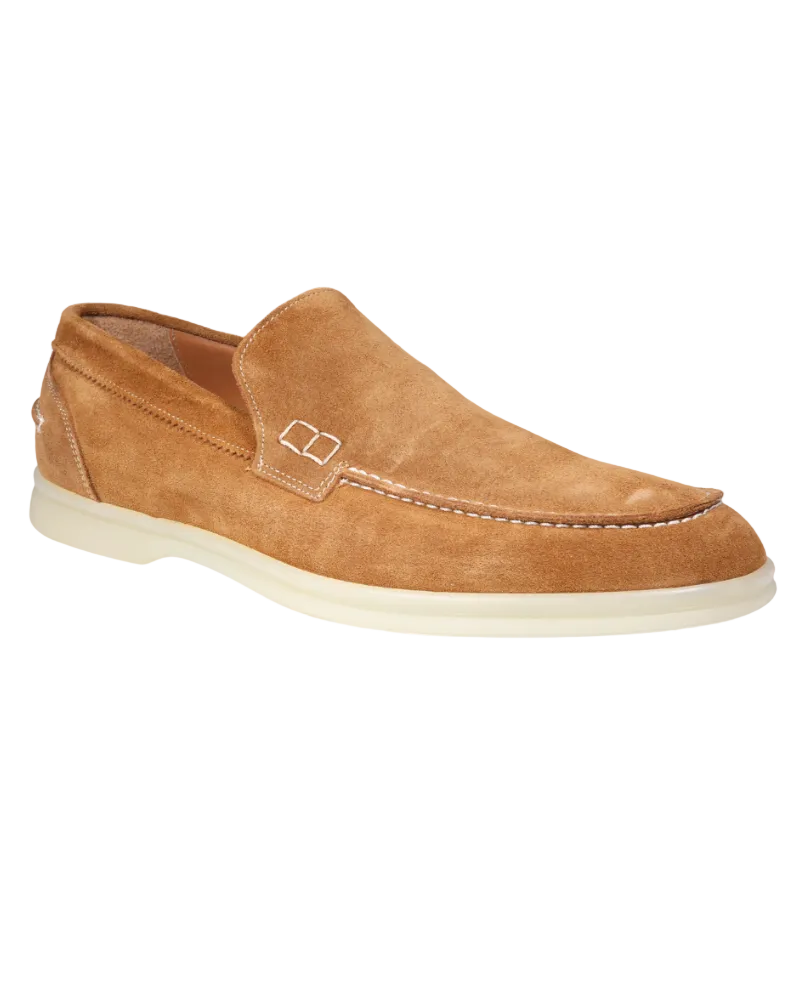 Men's genuine leather suede moccasin/ loafer in tabacco/ brown made in Italy exclusively for Aliverti (BER2STAB)