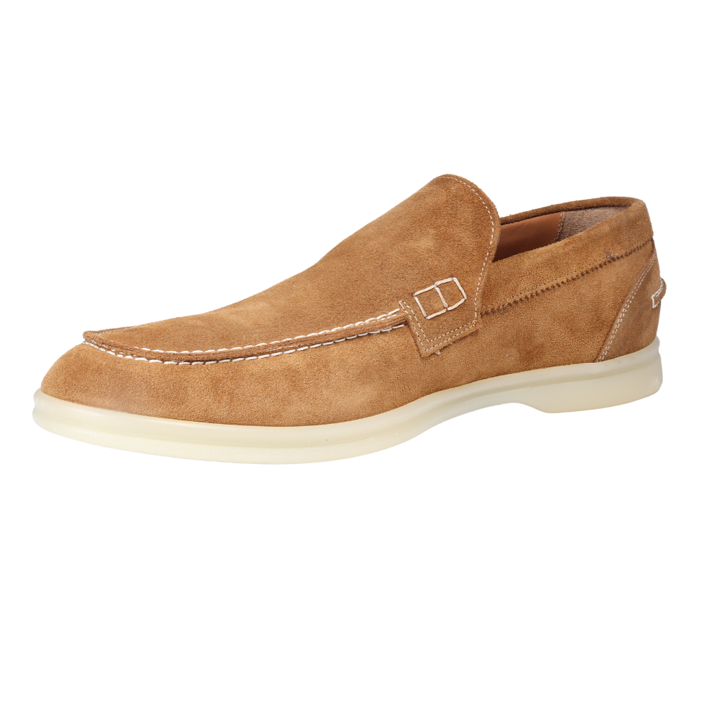 Men's genuine leather suede moccasin/ loafer in tabacco/ brown made in Italy exclusively for Aliverti (BER2STAB)