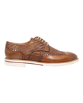Men's Woven Leather Combination Derby in Legno (BRU9457)