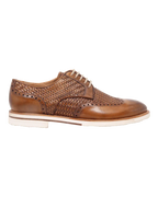 Men's Woven Leather Combination Derby in Legno (BRU9457)