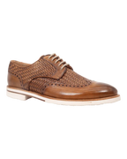 Men's Woven Leather Combination Derby in Legno (BRU9457)