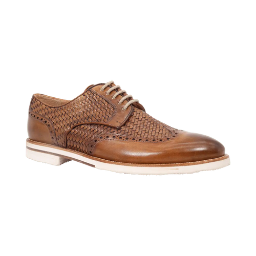 BRU9457 Men's Woven Leather Combination Derby in Legno (BRU9457)
